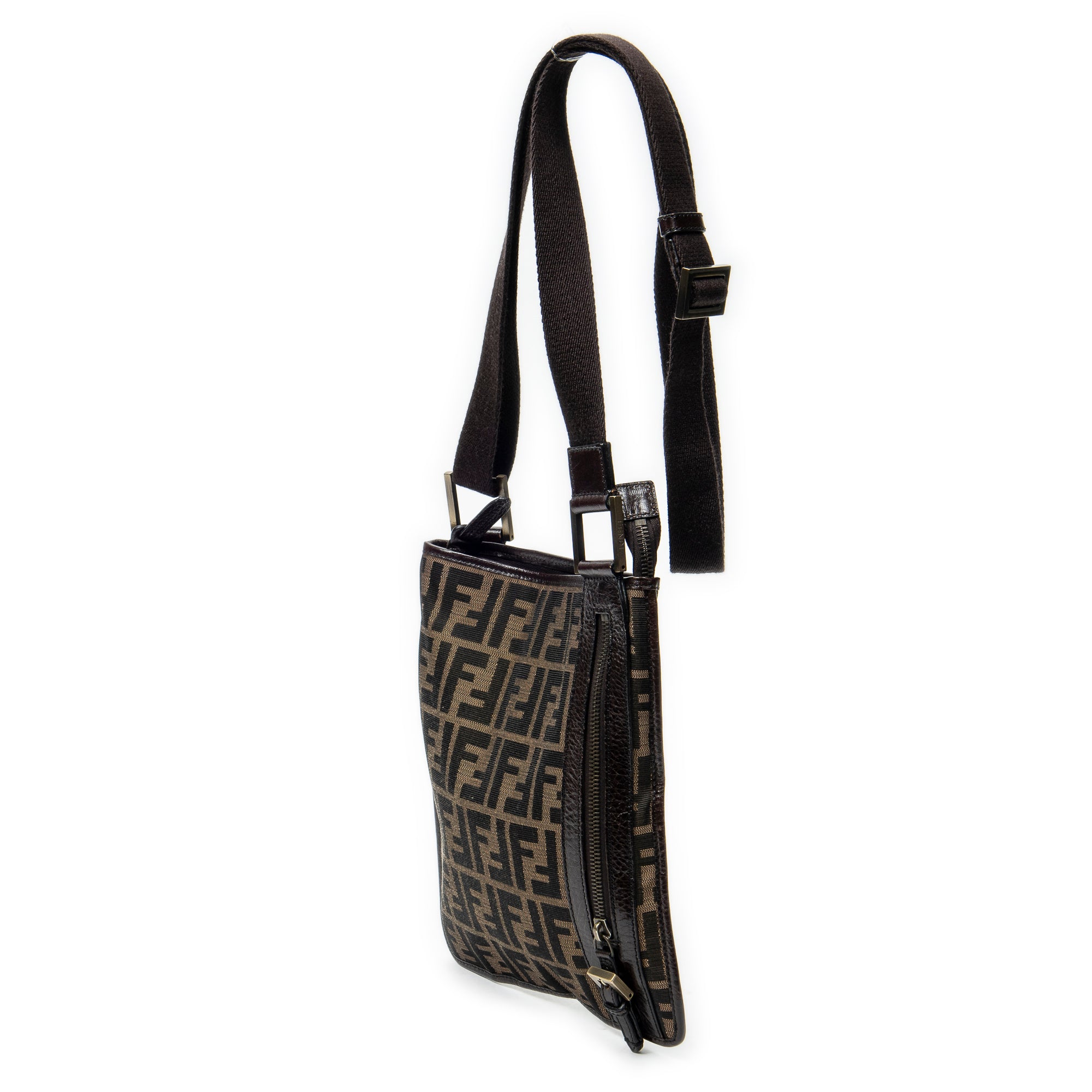 Shoulder Bag Small Messenger Crossbody Brown Zucca Canvas