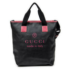 Shoulder Bag Vertical Tote Black Coated Canvas