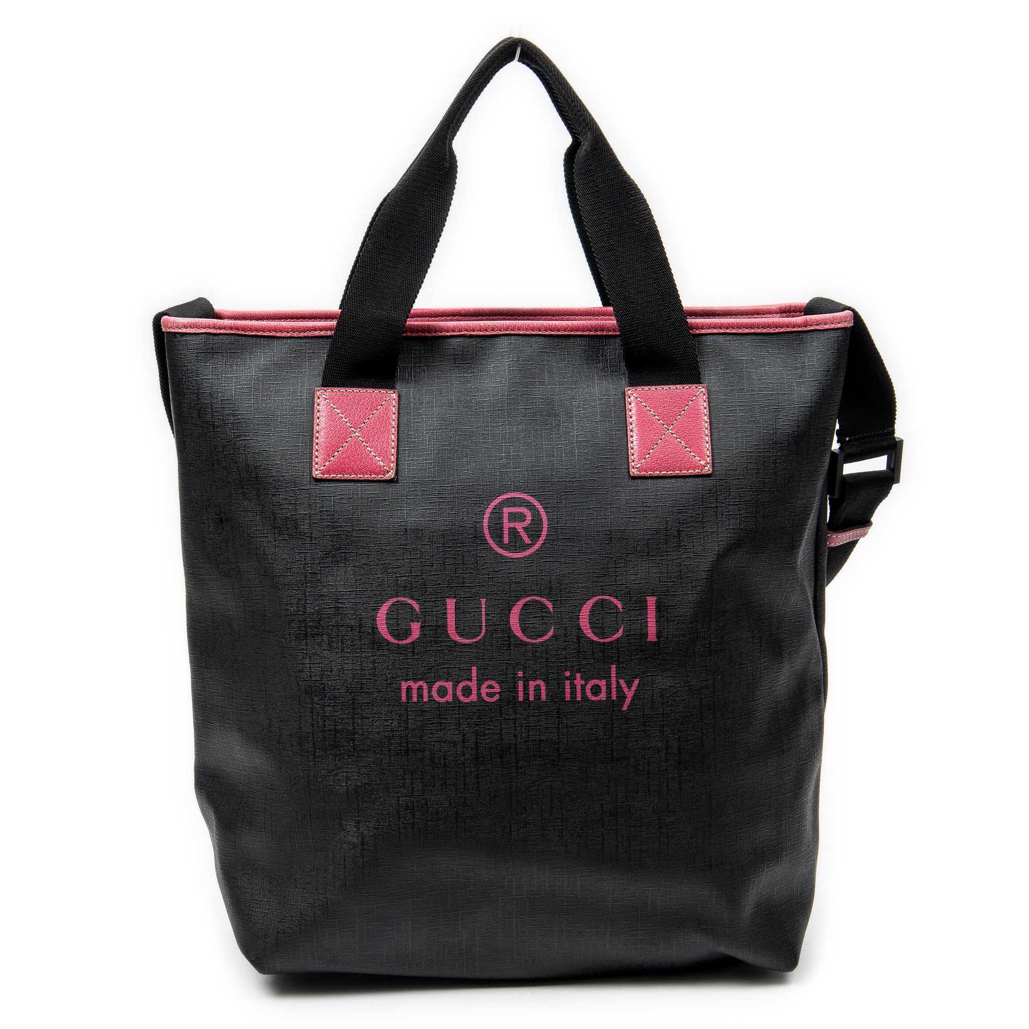 Shoulder Bag Vertical Tote Black Coated Canvas