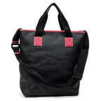 Shoulder Bag Vertical Tote Black Coated Canvas