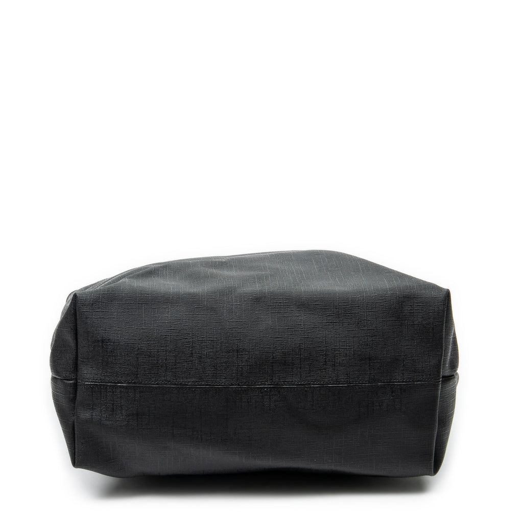 Shoulder Bag Vertical Tote Black Coated Canvas