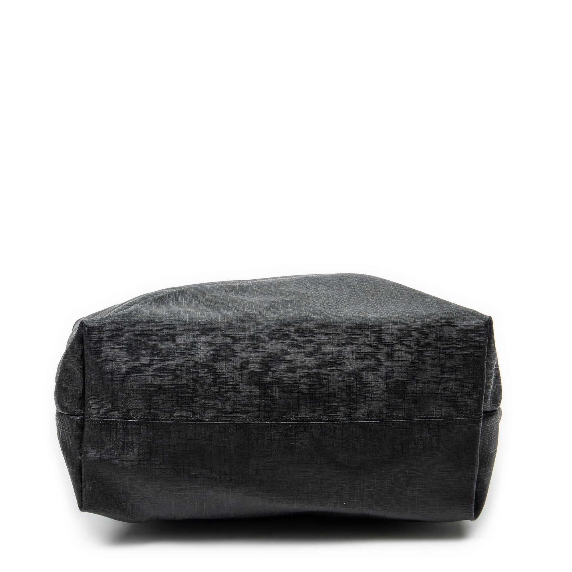 Shoulder Bag Vertical Tote Black Coated Canvas