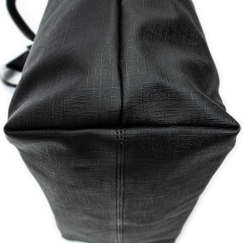 Shoulder Bag Vertical Tote Black Coated Canvas