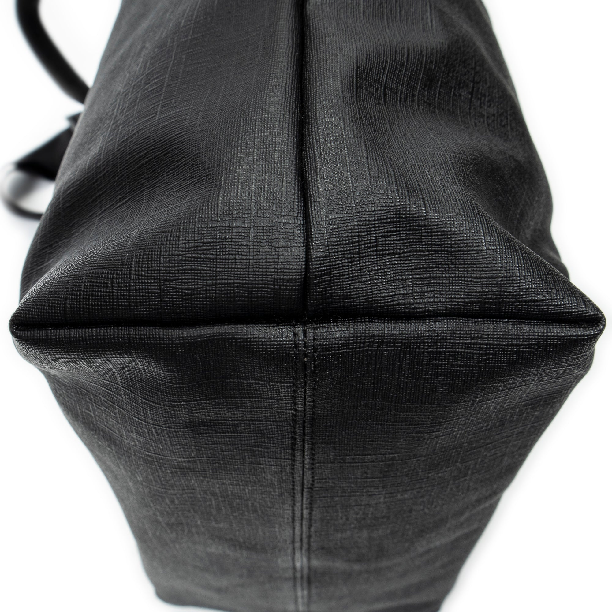 Shoulder Bag Vertical Tote Black Coated Canvas