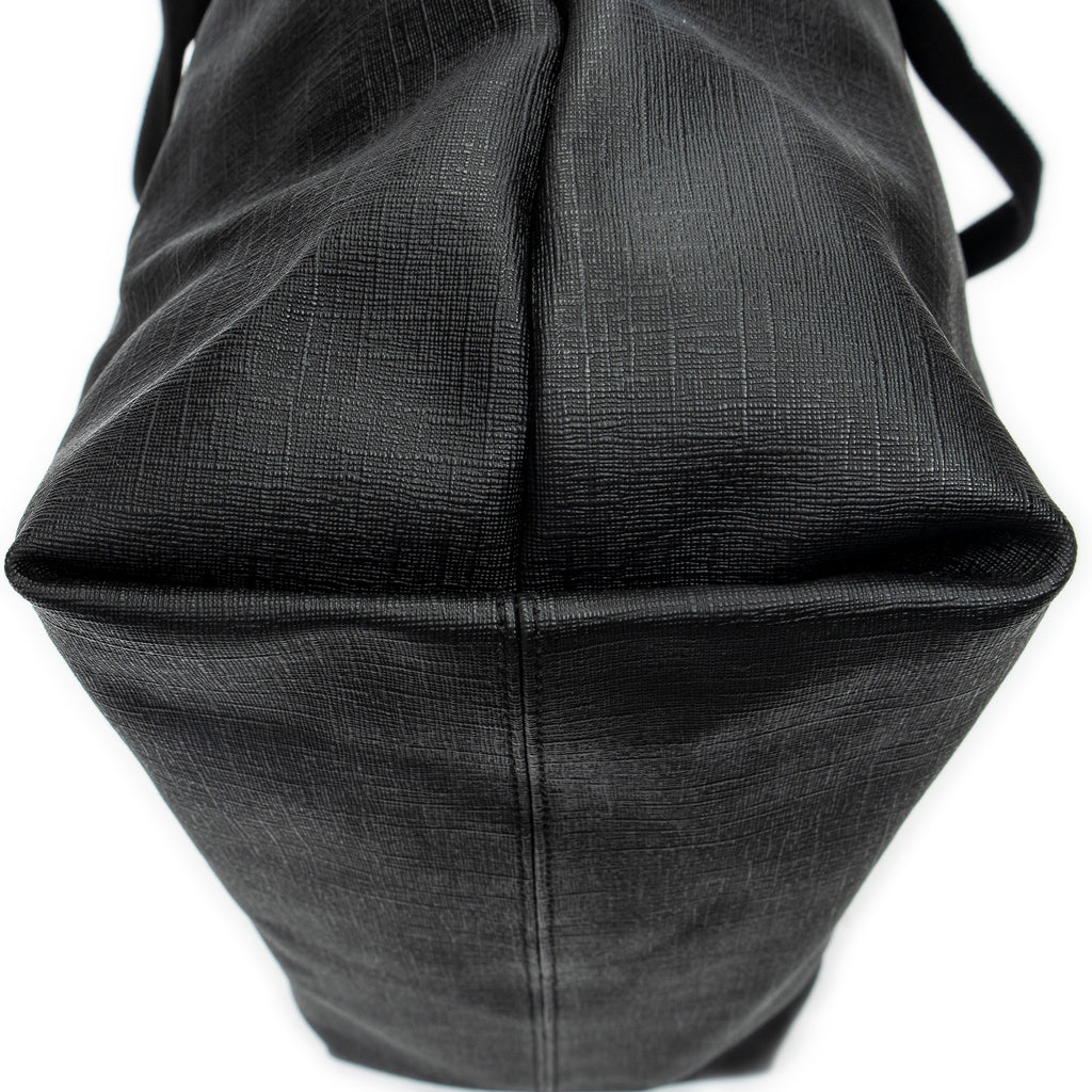 Shoulder Bag Vertical Tote Black Coated Canvas