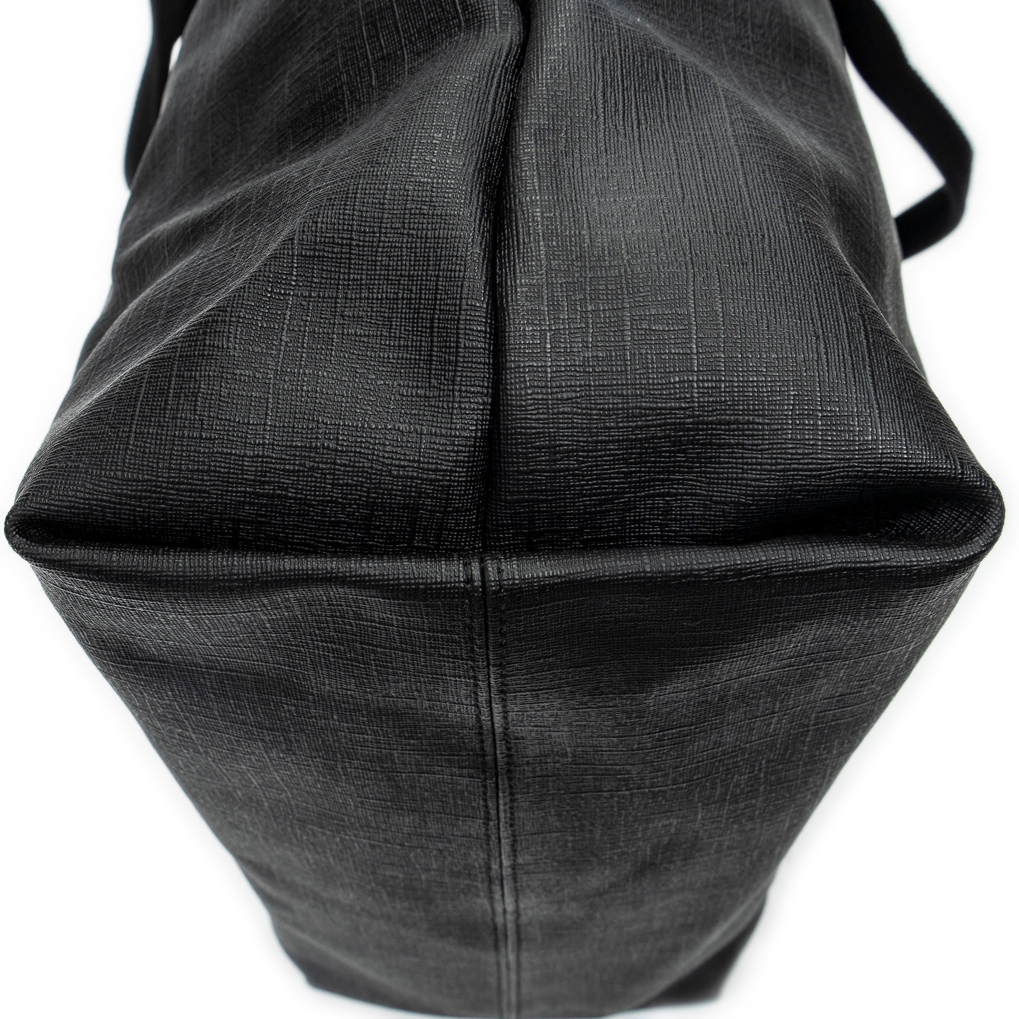 Shoulder Bag Vertical Tote Black Coated Canvas