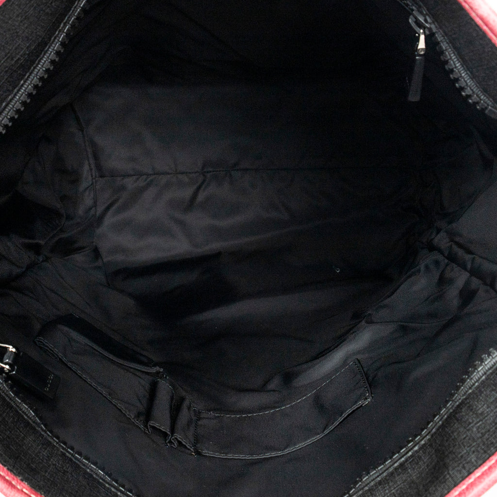 Shoulder Bag Vertical Tote Black Coated Canvas