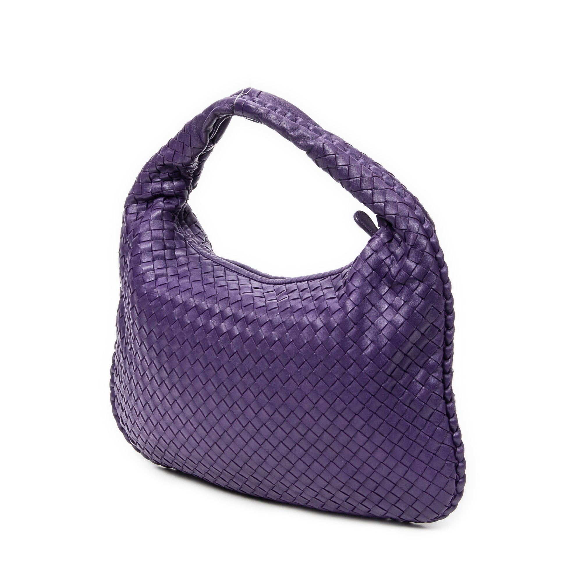 Shoulder Bag Veneta Hobo Purple Intrecciato Leather