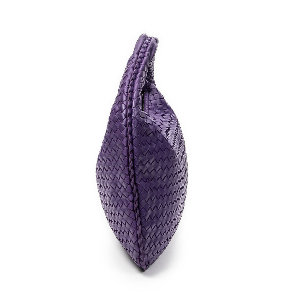 Shoulder Bag Veneta Hobo Purple Intrecciato Leather