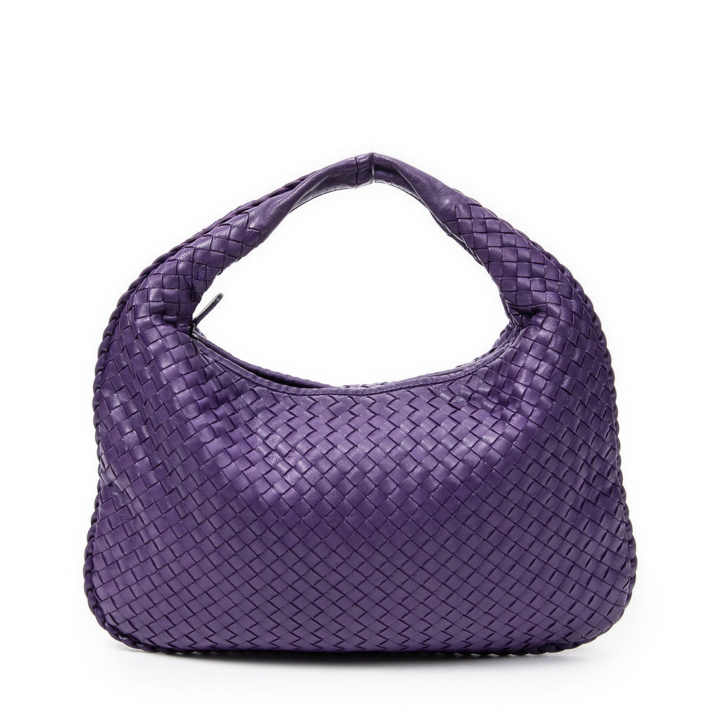 Shoulder Bag Veneta Hobo Purple Intrecciato Leather