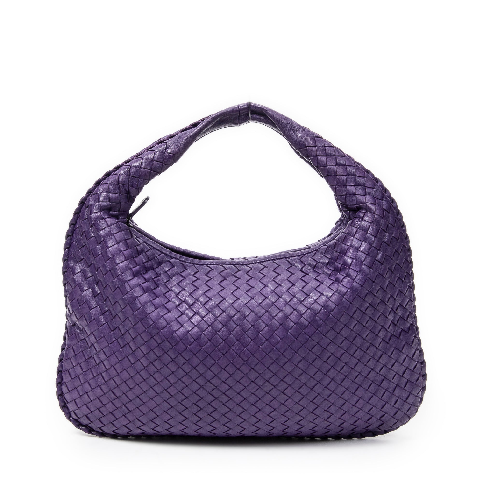 Shoulder Bag Veneta Hobo Purple Intrecciato Leather
