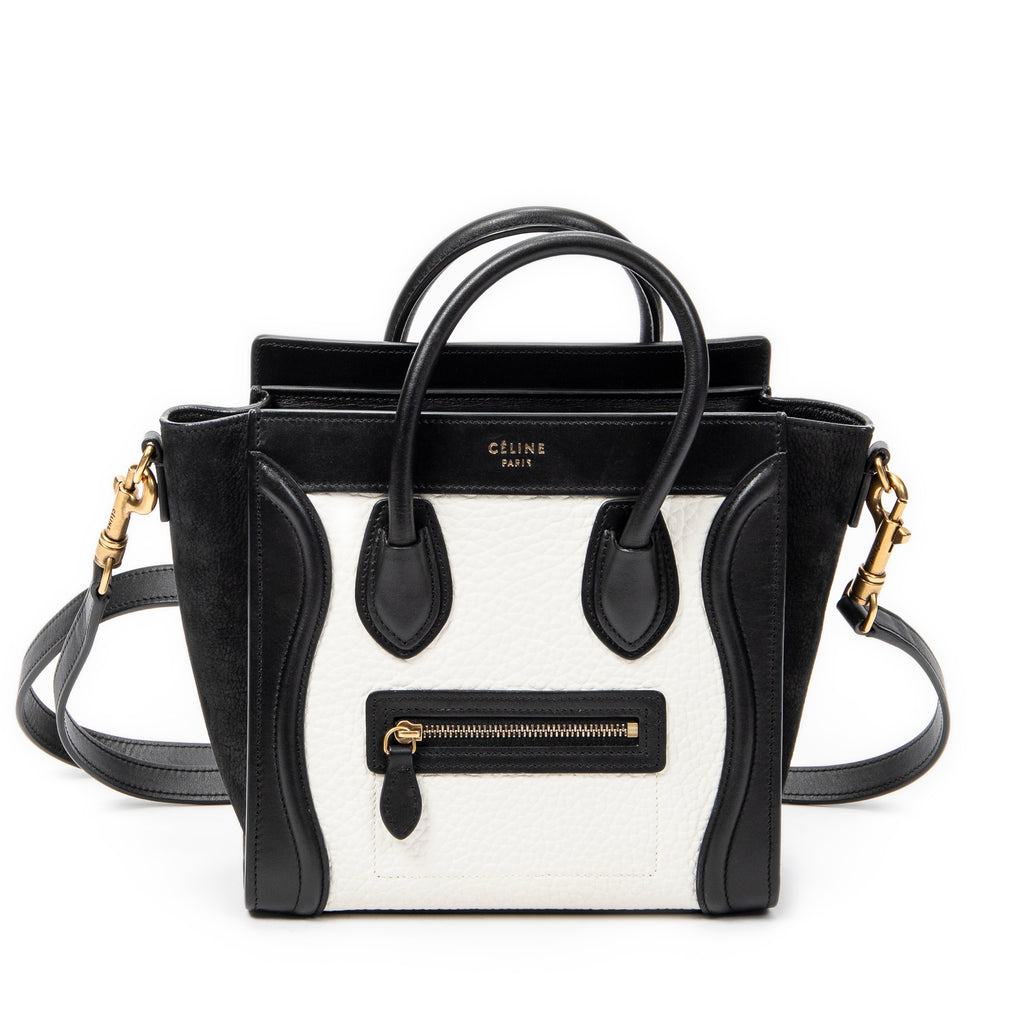 Shoulder Bag Nano Bicolor Luggage Black Calfskin Leather