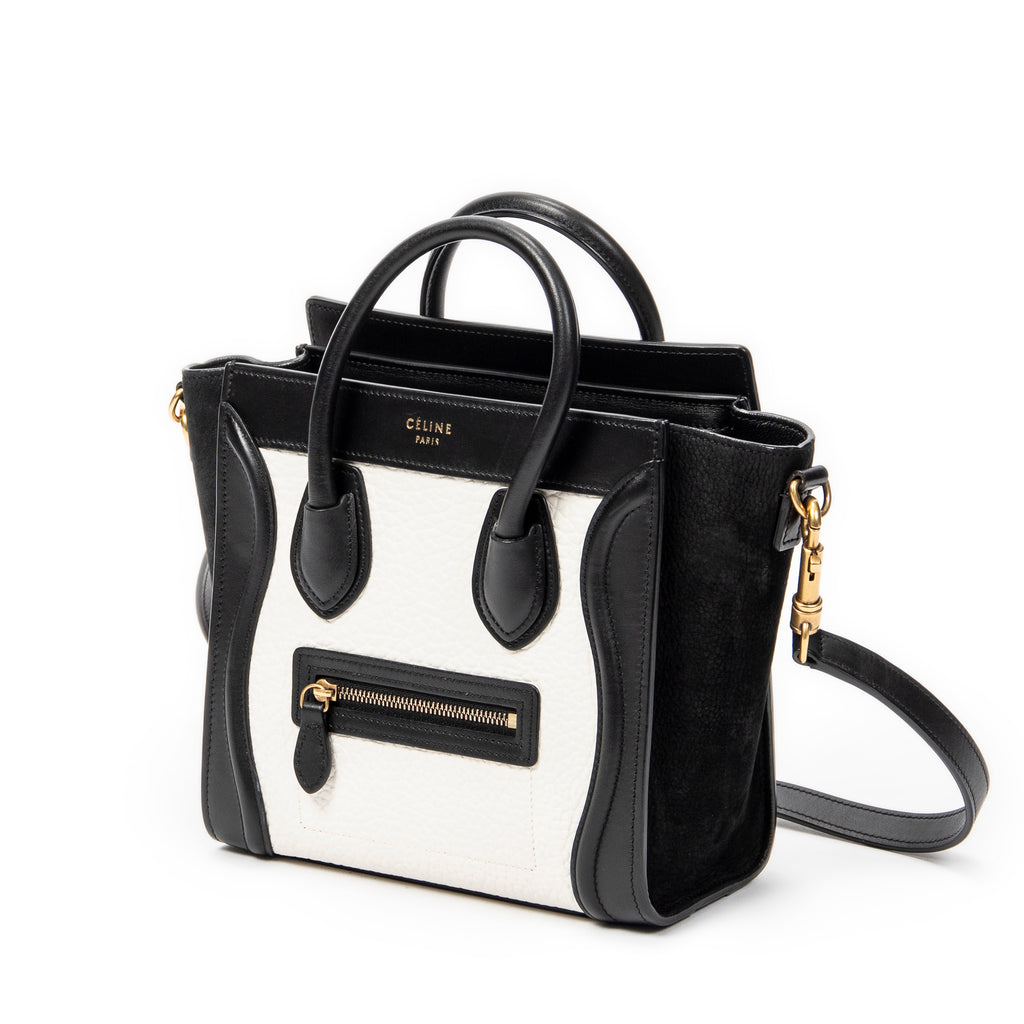 Shoulder Bag Nano Bicolor Luggage Black Calfskin Leather