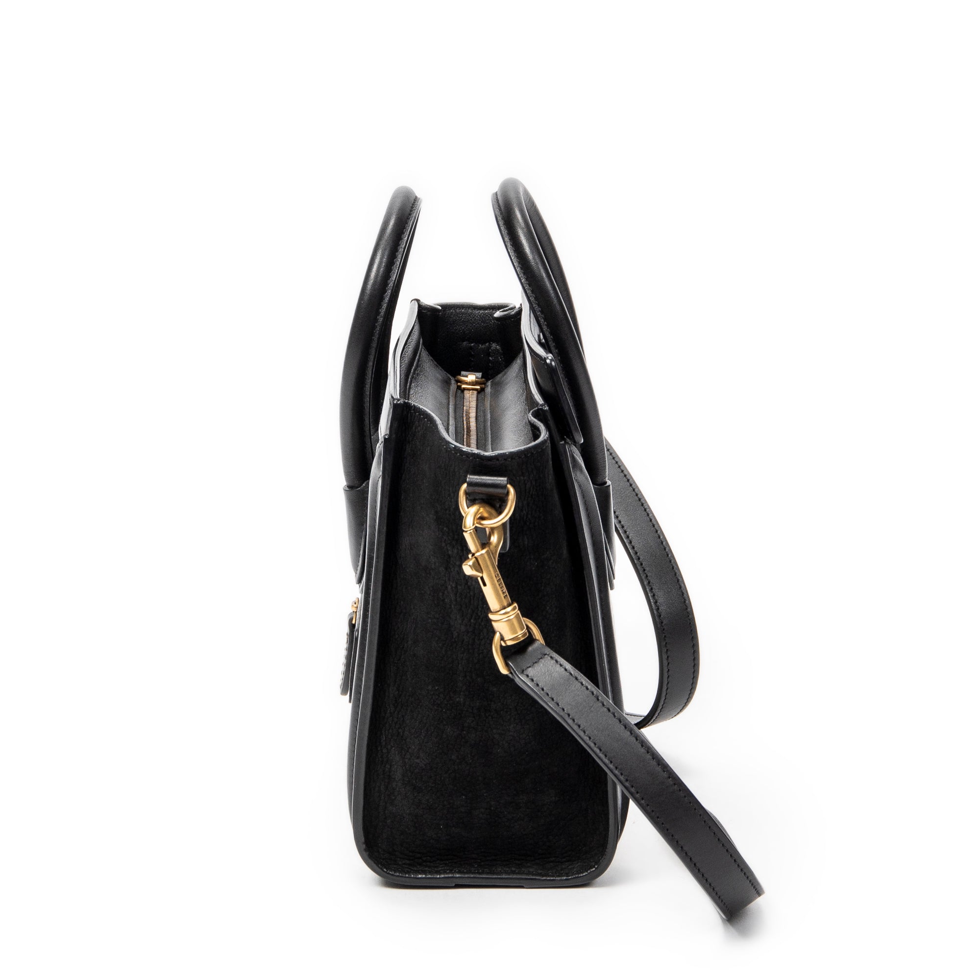 Shoulder Bag Nano Bicolor Luggage Black Calfskin Leather