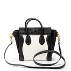 Shoulder Bag Nano Bicolor Luggage Black Calfskin Leather
