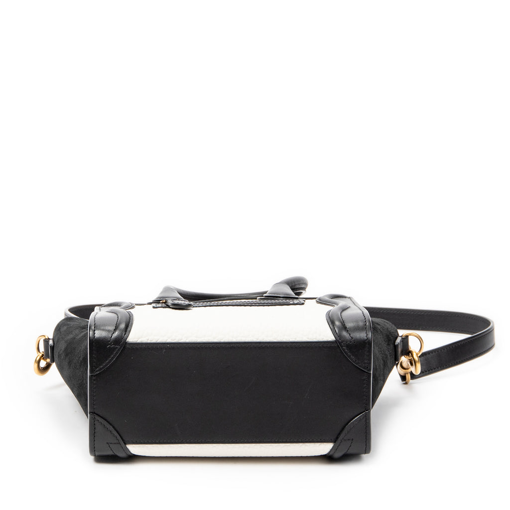 Shoulder Bag Nano Bicolor Luggage Black Calfskin Leather