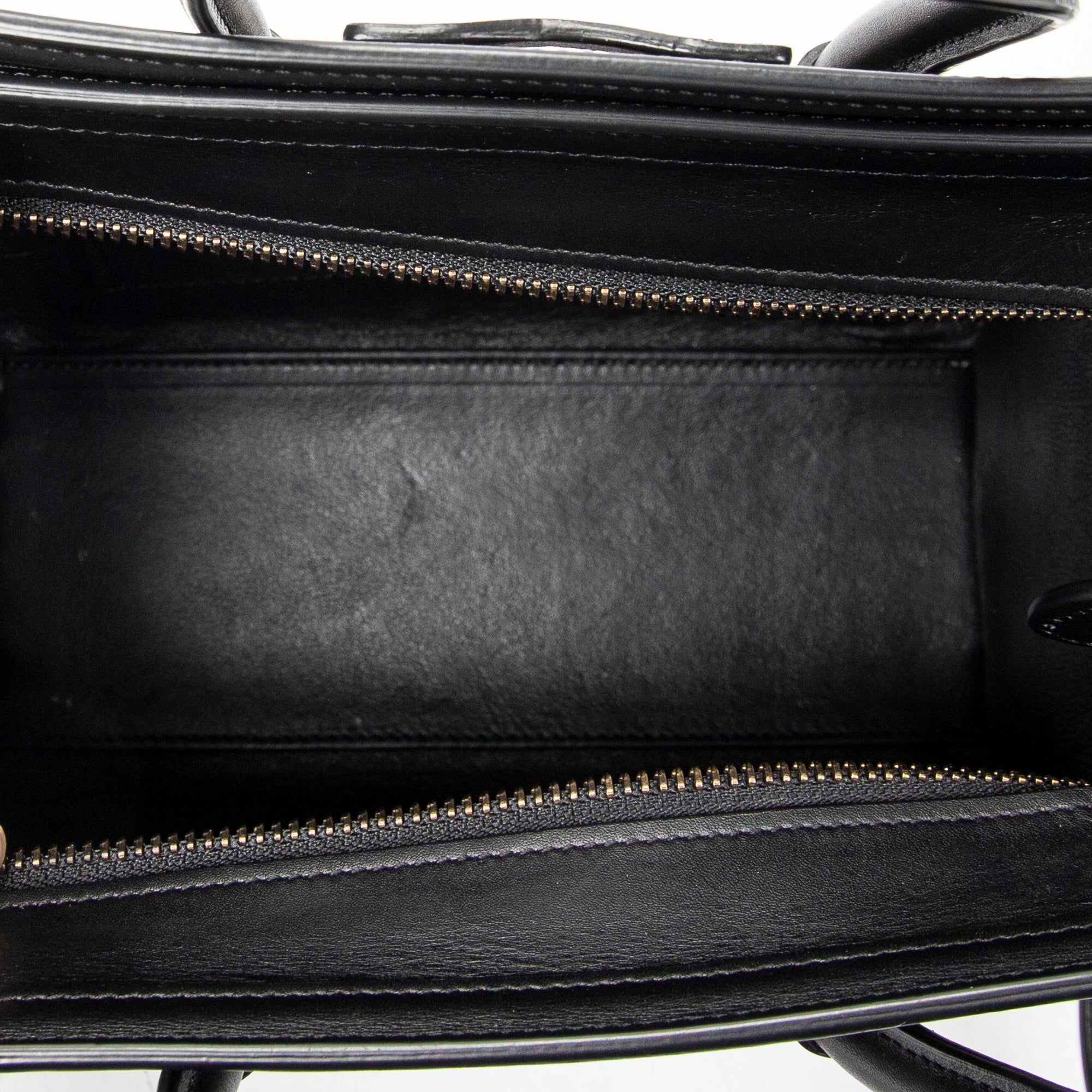 Shoulder Bag Nano Bicolor Luggage Black Calfskin Leather