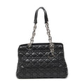 Shoulder Bag Small Soft Shopping Tote Black Cannage Lambskin Leather
