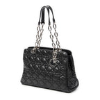 Shoulder Bag Small Soft Shopping Tote Black Cannage Lambskin Leather