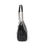 Shoulder Bag Small Soft Shopping Tote Black Cannage Lambskin Leather