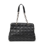 Shoulder Bag Small Soft Shopping Tote Black Cannage Lambskin Leather