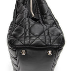 Shoulder Bag Small Soft Shopping Tote Black Cannage Lambskin Leather