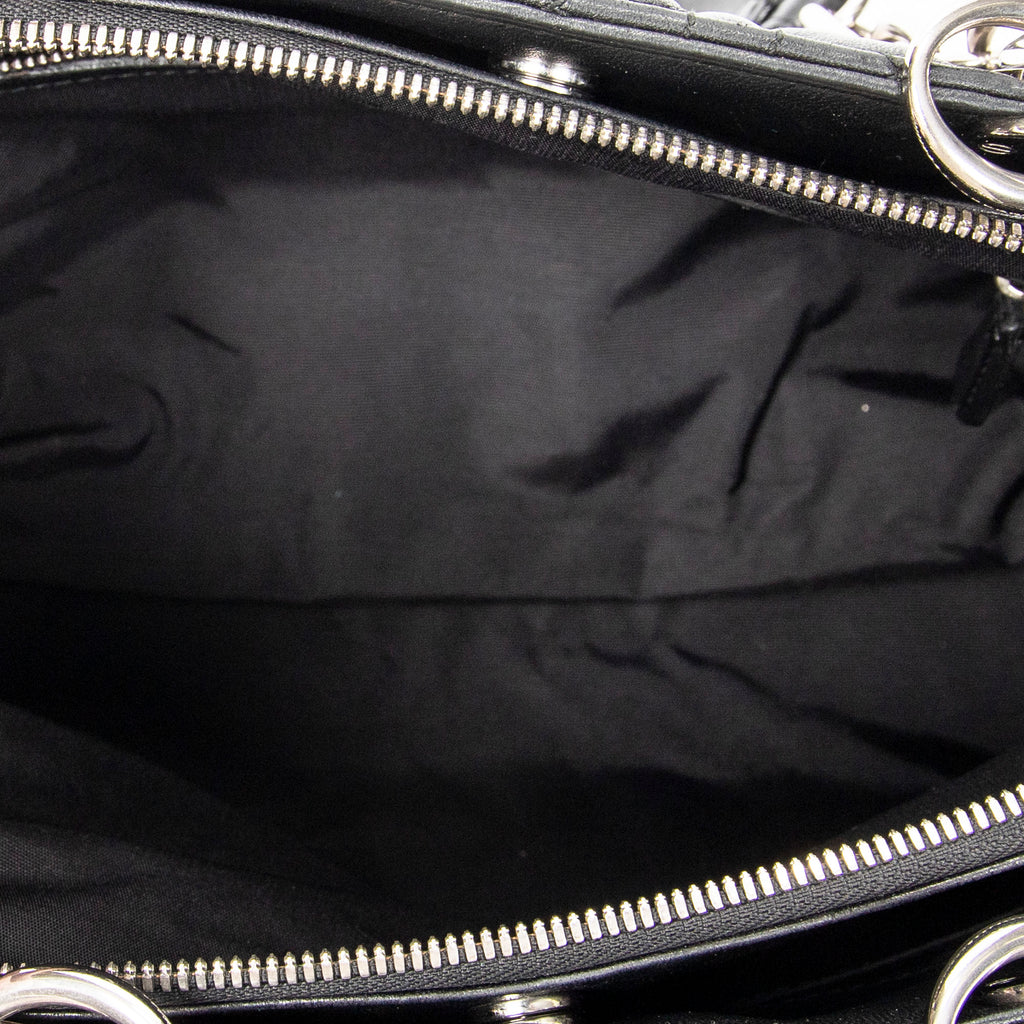 Shoulder Bag Small Soft Shopping Tote Black Cannage Lambskin Leather