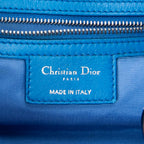 Bolso de Hombro Shopping Flexible Azul de Piel de Cordero Cannage