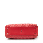 Shoulder Bag Soft Shopping Tote Red Cannage Lambskin Leather