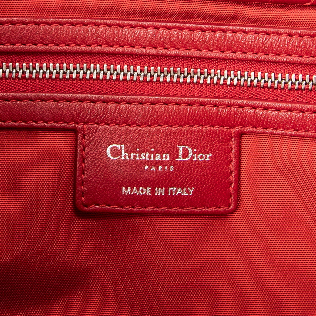 Shoulder Bag Soft Shopping Tote Red Cannage Lambskin Leather