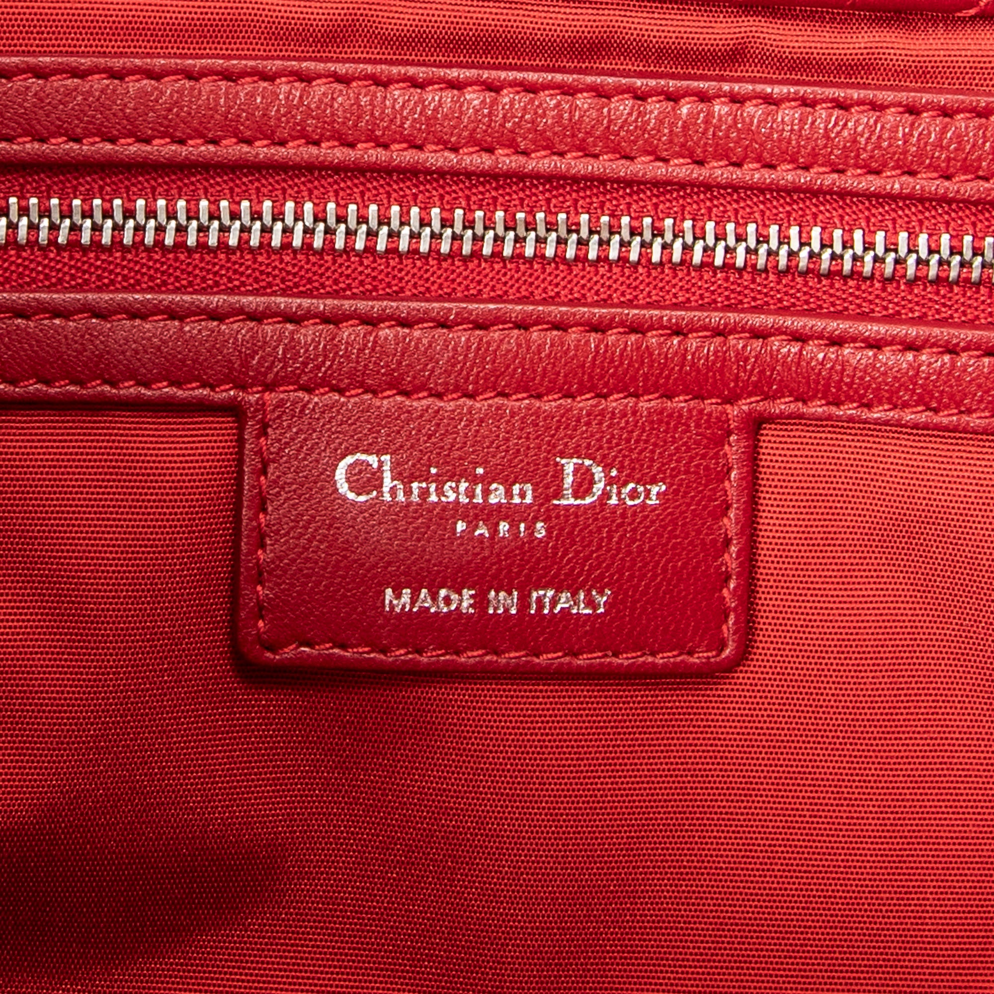Shoulder Bag Soft Shopping Tote Red Cannage Lambskin Leather