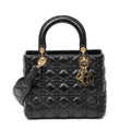 Shoulder Bag Medium Lady Dior Zip Black Cannage Lambskin Leather