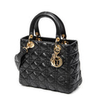 Shoulder Bag Medium Lady Dior Zip Black Cannage Lambskin Leather