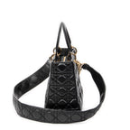 Shoulder Bag Medium Lady Dior Zip Black Cannage Lambskin Leather