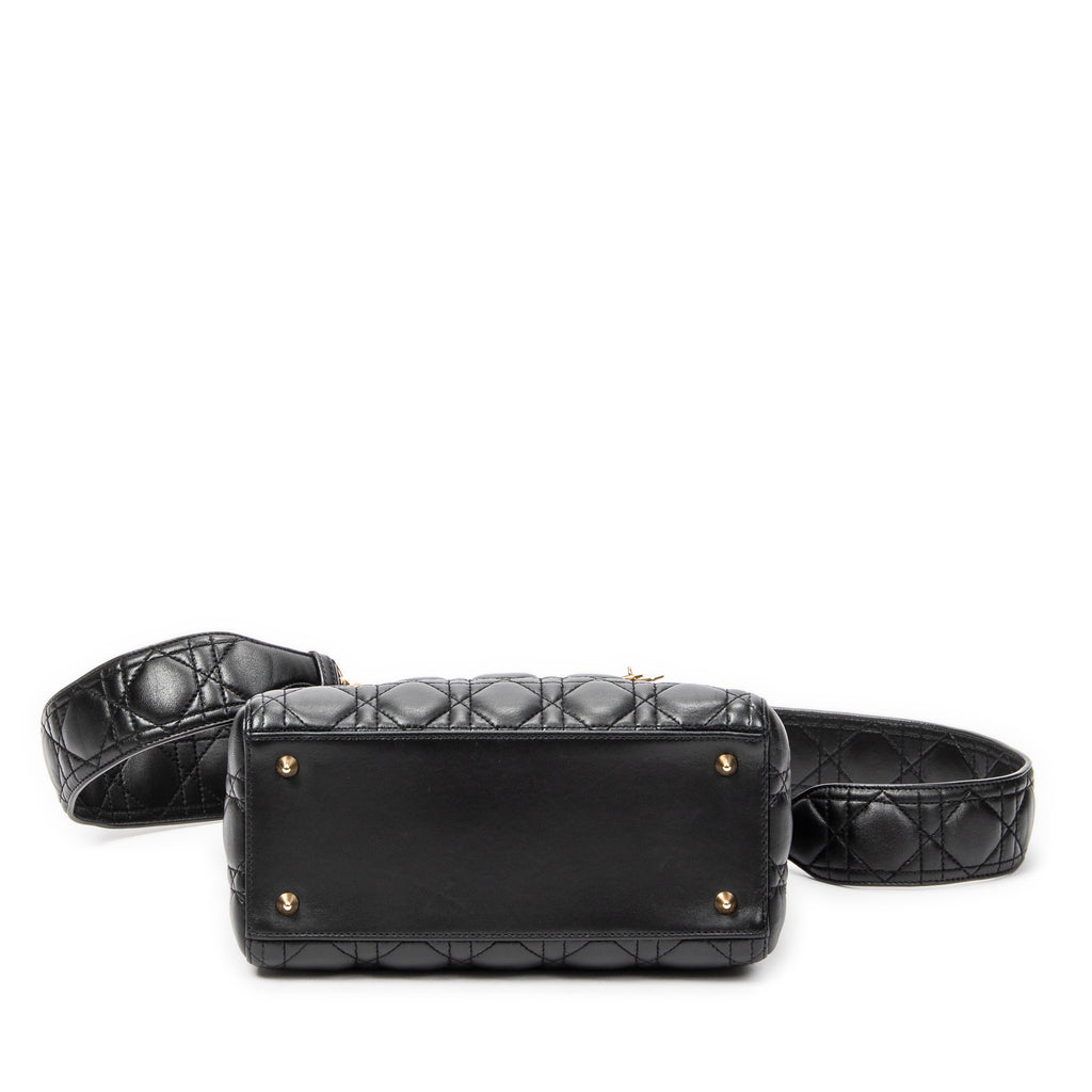 Shoulder Bag Medium Lady Dior Zip Black Cannage Lambskin Leather