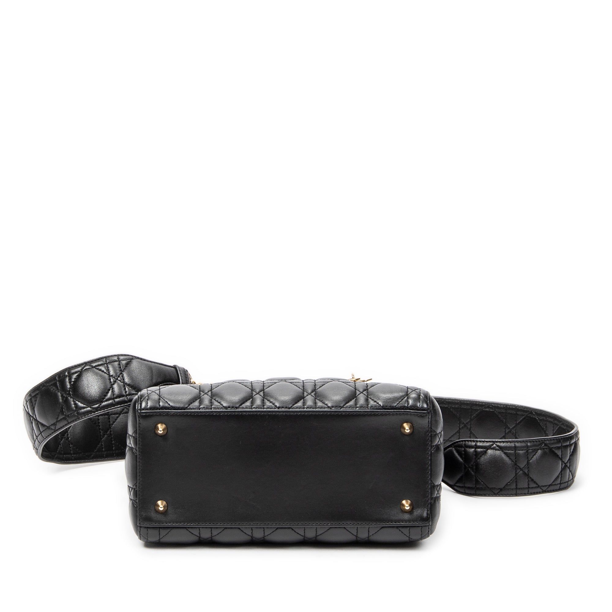 Shoulder Bag Medium Lady Dior Zip Black Cannage Lambskin Leather