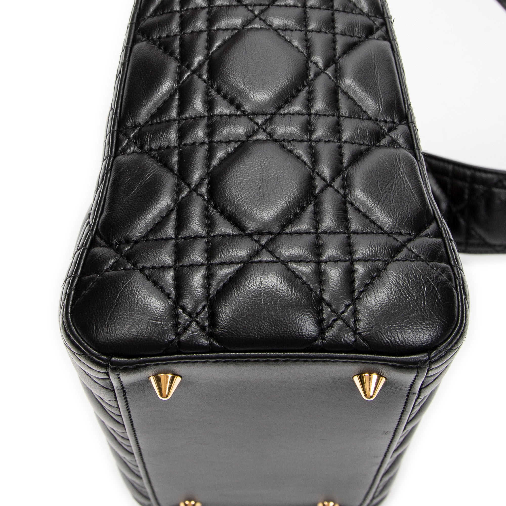 Shoulder Bag Medium Lady Dior Zip Black Cannage Lambskin Leather