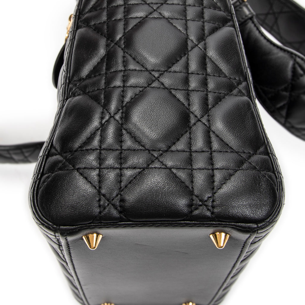 Shoulder Bag Medium Lady Dior Zip Black Cannage Lambskin Leather
