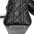 Shoulder Bag Medium Lady Dior Zip Black Cannage Lambskin Leather