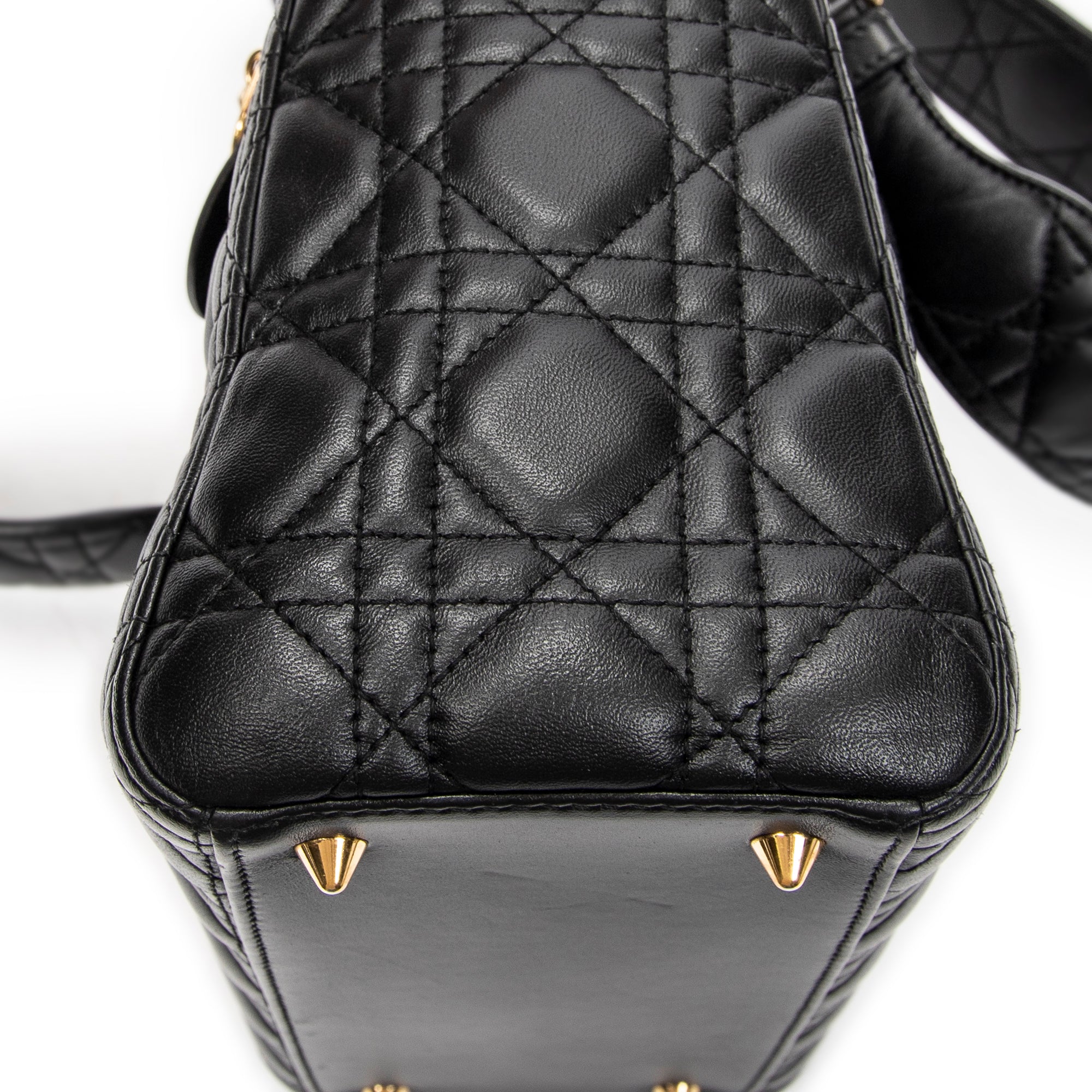 Shoulder Bag Medium Lady Dior Zip Black Cannage Lambskin Leather