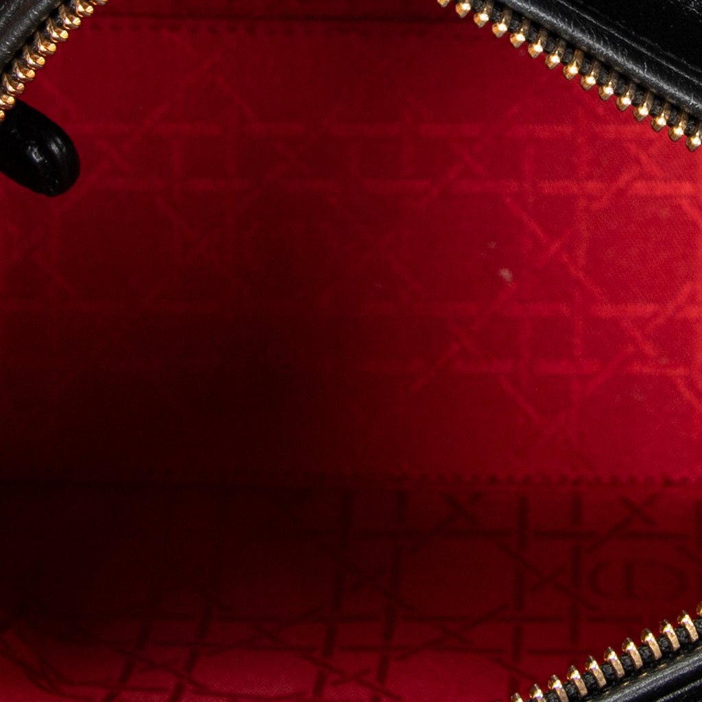Shoulder Bag Medium Lady Dior Zip Black Cannage Lambskin Leather