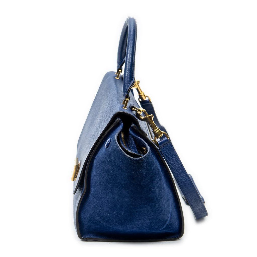 Shoulder Bag Small Trapeze Royal Blue Grained Calfskin Leather
