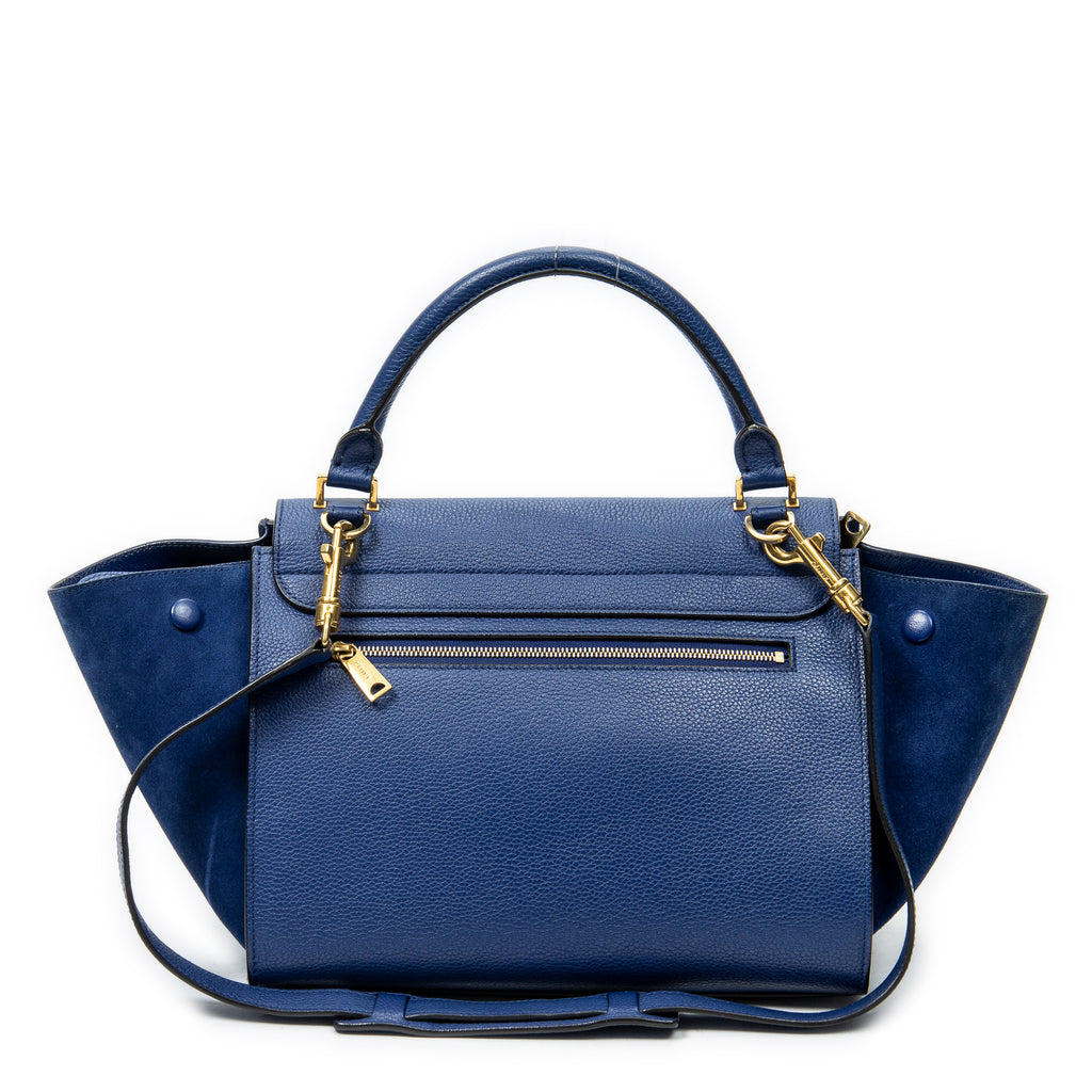 Shoulder Bag Small Trapeze Royal Blue Grained Calfskin Leather