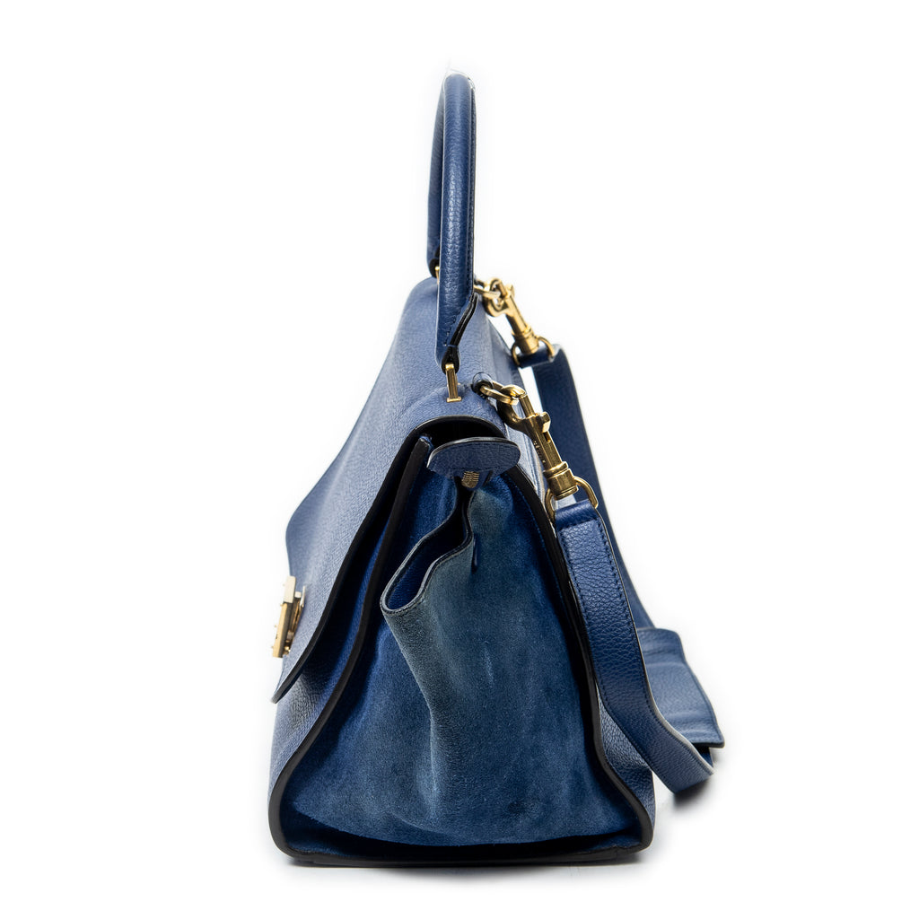 Shoulder Bag Small Trapeze Royal Blue Grained Calfskin Leather