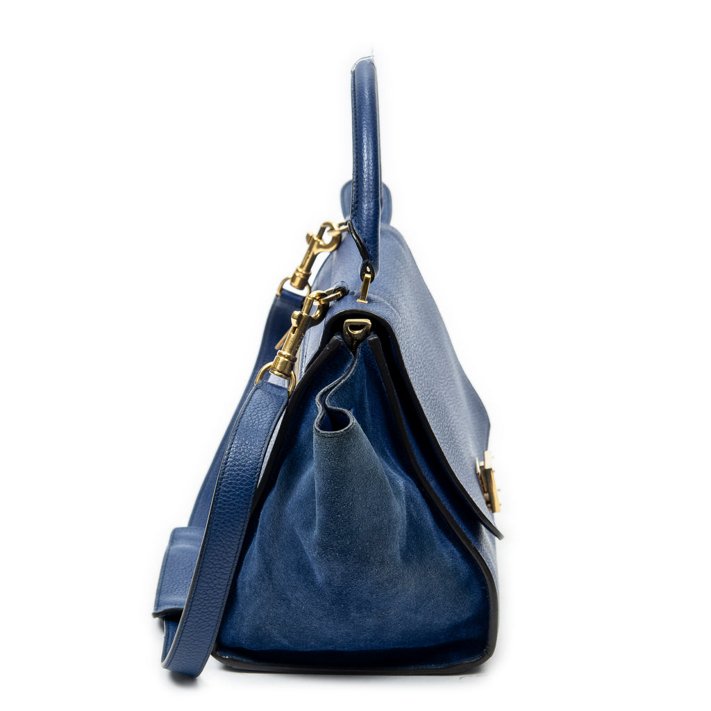 Shoulder Bag Small Trapeze Royal Blue Grained Calfskin Leather