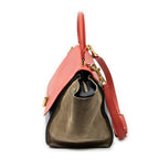 Bolso de hombro pequeño tricolor de piel de becerro granulada roja