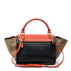 Bolso de hombro pequeño tricolor de piel de becerro granulada roja
