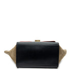 Bolso de hombro pequeño tricolor de piel de becerro granulada roja