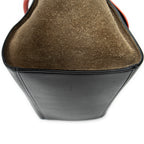 Bolso de hombro pequeño tricolor de piel de becerro granulada roja