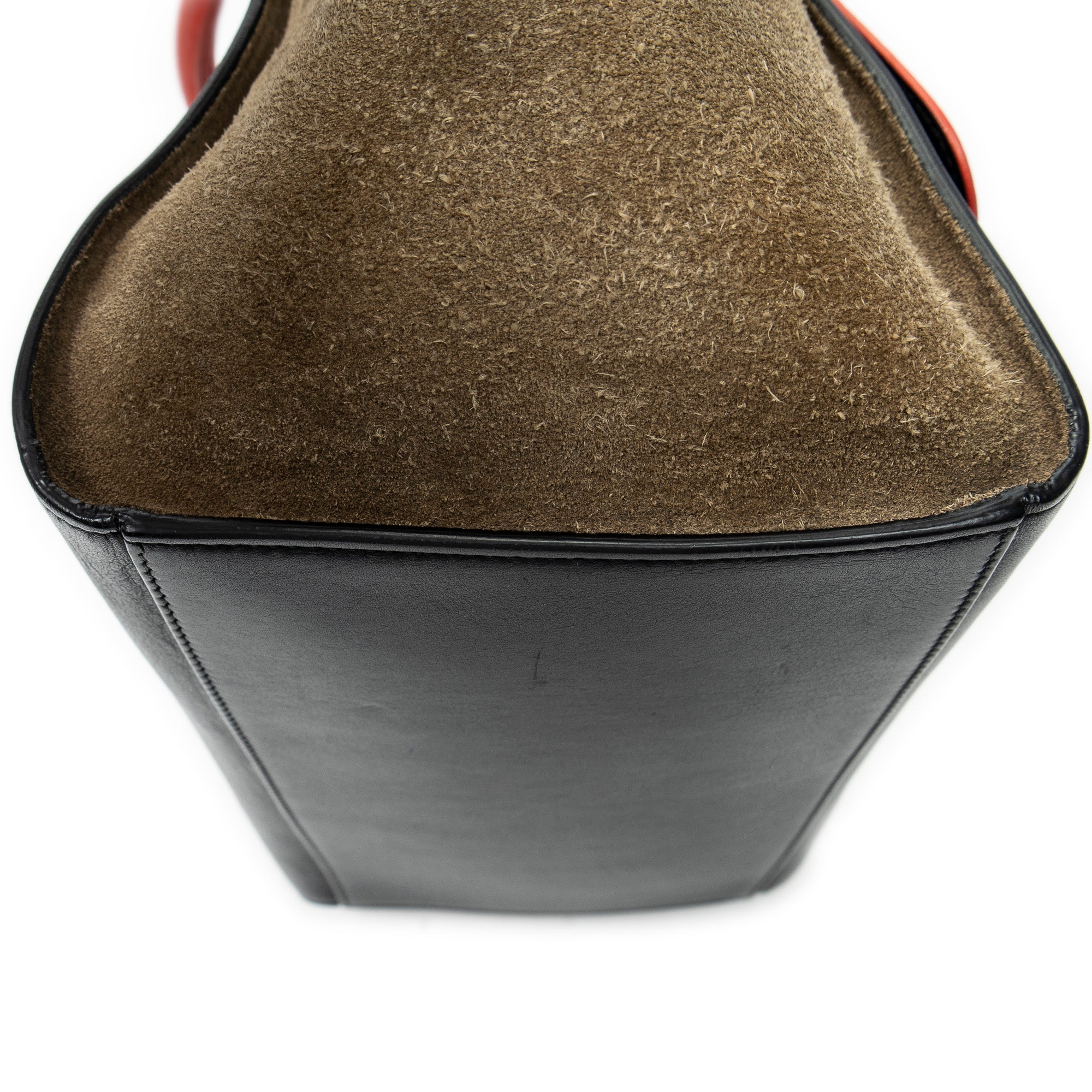 Bolso de hombro pequeño tricolor de piel de becerro granulada roja